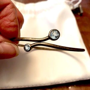 Blue topaz sterling silver bipass bangle bracelet